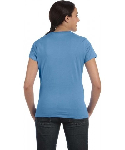 Women's Ribbed Collar Comfort T-Shirt Carolina Blue $6.54 T-Shirts