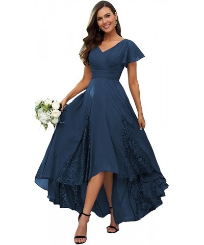 Cold Shoulder Chiffon Bridesmaid Dress Long V Neck Pleated Formal Dresses with Pockets for Women Wedding TN066 Teal $30.24 Dr...