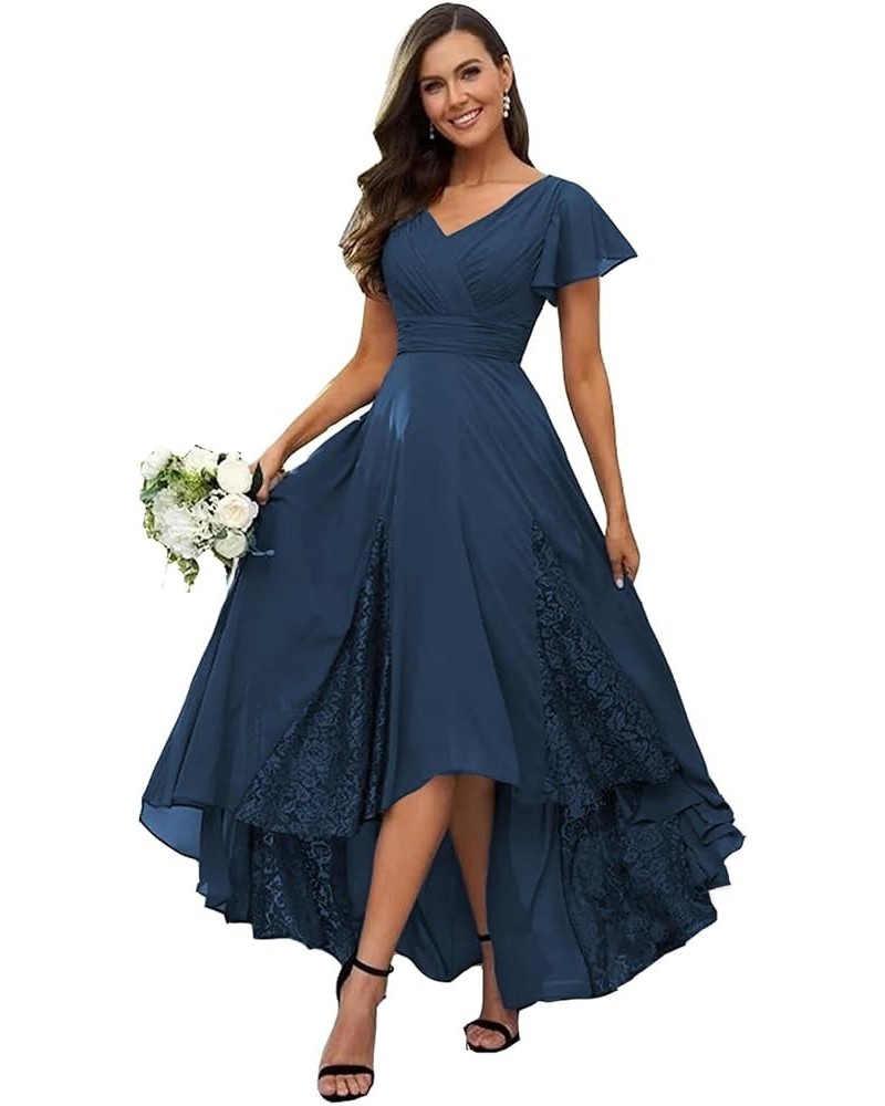 Cold Shoulder Chiffon Bridesmaid Dress Long V Neck Pleated Formal Dresses with Pockets for Women Wedding TN066 Teal $30.24 Dr...