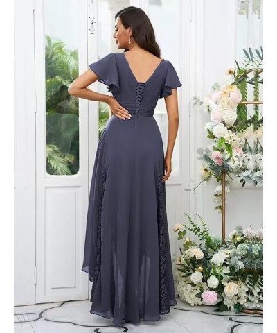 Cold Shoulder Chiffon Bridesmaid Dress Long V Neck Pleated Formal Dresses with Pockets for Women Wedding TN066 Teal $30.24 Dr...