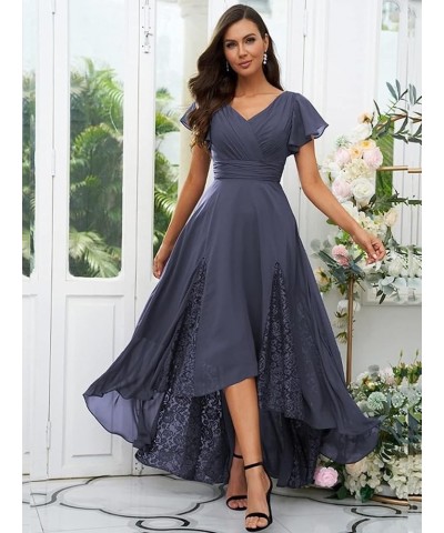 Cold Shoulder Chiffon Bridesmaid Dress Long V Neck Pleated Formal Dresses with Pockets for Women Wedding TN066 Teal $30.24 Dr...