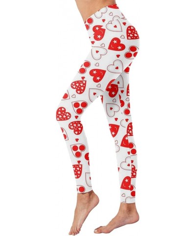 Women Valentine's Day Leggings Love Printed High Waisted Tummy Control Yoga Tights Colored Stretch Party Costume A-red $10.06...