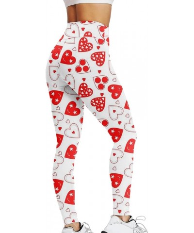 Women Valentine's Day Leggings Love Printed High Waisted Tummy Control Yoga Tights Colored Stretch Party Costume A-red $10.06...