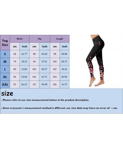 Women Valentine's Day Leggings Love Printed High Waisted Tummy Control Yoga Tights Colored Stretch Party Costume A-red $10.06...