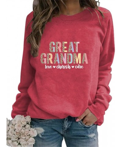Great Grandma Sweatshirt Women Funny Grandma Leopard Graphic Shirts Crewneck Long Sleeve Fashion Pullover Tops 01 Red $12.74 ...