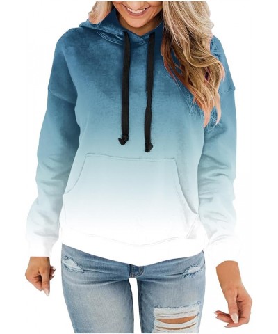 Hoodies For Women Fashion Gradient Drawstring Hooded Sweatshirt Winter Fleece Warm Pullover Tops Y2K Hoodies With Pocket 02-l...