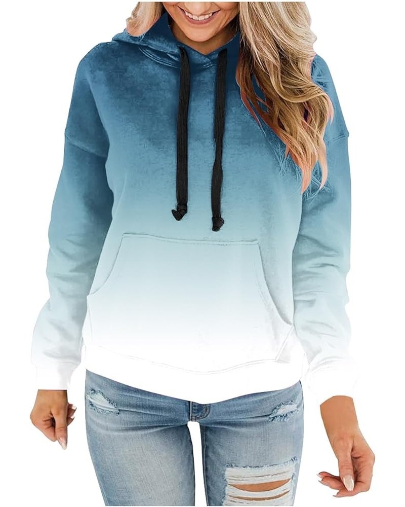 Hoodies For Women Fashion Gradient Drawstring Hooded Sweatshirt Winter Fleece Warm Pullover Tops Y2K Hoodies With Pocket 02-l...