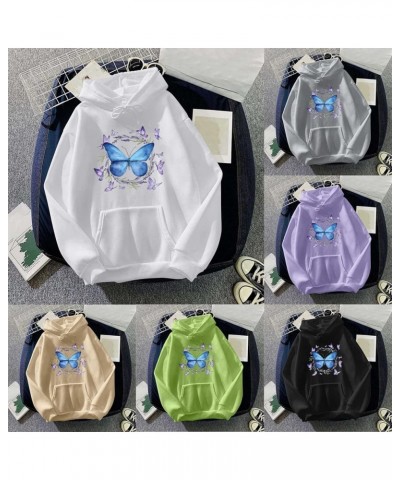 Cute Hoodies for Girls 10-12 Years Old Women Sweater Casual Pocket Drawstring Long-Sleeved Hoodie Cat Print Z103-khaki $8.67 ...