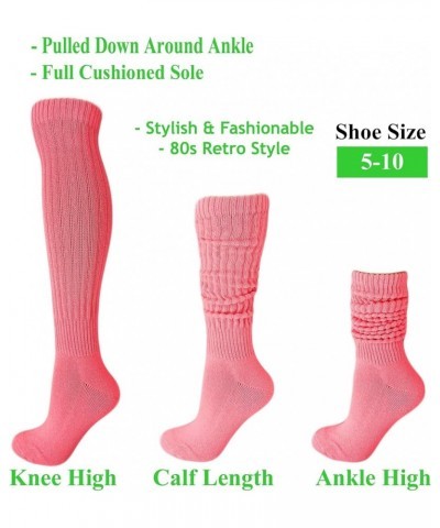 2 Pairs Cotton Slouch Socks Scrunch Knee High Socks Shoe Size 5-10 Bordeaux $10.73 Activewear