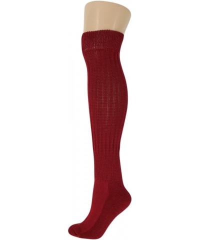 2 Pairs Cotton Slouch Socks Scrunch Knee High Socks Shoe Size 5-10 Bordeaux $10.73 Activewear