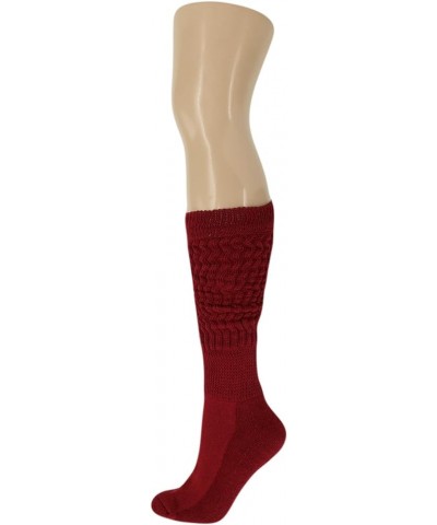 2 Pairs Cotton Slouch Socks Scrunch Knee High Socks Shoe Size 5-10 Bordeaux $10.73 Activewear