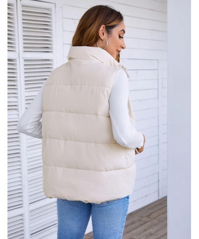 Women's Sleeveless Quilted Down Jacket Vests Loose Fit Zip Puffer Coat Warm Waistcoat Beige $7.94 Vests