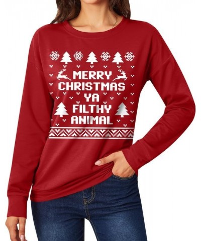 Christmas Women's Long Sleeve Graphic Sweatshirt Merry Christmas Animal $12.25 Hoodies & Sweatshirts