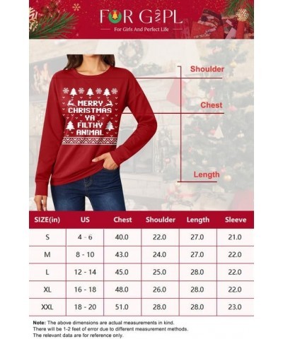 Christmas Women's Long Sleeve Graphic Sweatshirt Merry Christmas Animal $12.25 Hoodies & Sweatshirts