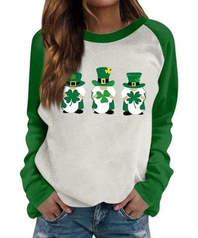 St Patrick'S Day Sweatshirt Shamrock Shirt for Women Crew Neck Long Sleeve Shirt Casual Clover Loose Sweatshirt 02-white $12....