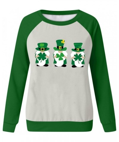 St Patrick'S Day Sweatshirt Shamrock Shirt for Women Crew Neck Long Sleeve Shirt Casual Clover Loose Sweatshirt 02-white $12....