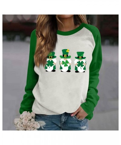 St Patrick'S Day Sweatshirt Shamrock Shirt for Women Crew Neck Long Sleeve Shirt Casual Clover Loose Sweatshirt 02-white $12....