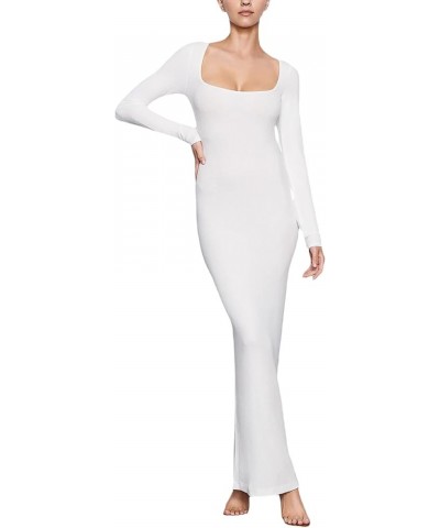 Women Flared Sleeve Off Shoulder Dress Long Sleeve Backless Long Dress Sexy Bodycon Midi Maxi Dresses G-white $14.00 Dresses