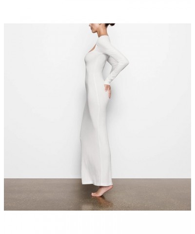 Women Flared Sleeve Off Shoulder Dress Long Sleeve Backless Long Dress Sexy Bodycon Midi Maxi Dresses G-white $14.00 Dresses