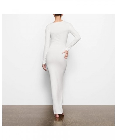 Women Flared Sleeve Off Shoulder Dress Long Sleeve Backless Long Dress Sexy Bodycon Midi Maxi Dresses G-white $14.00 Dresses