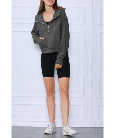 Oversized Sweatshirt Hoodie for Women Casual Tops Trendy Cropped Fleece Hoodie Aesthetic Clothes Y2K Tops for Girls Dark Grey...