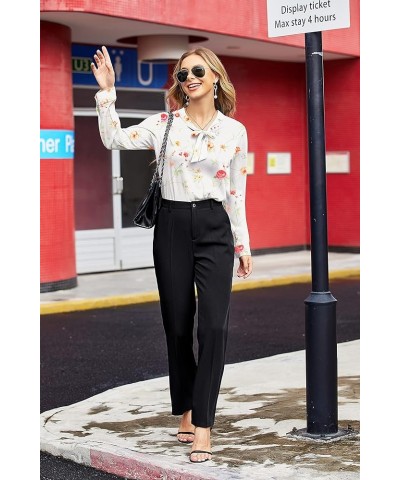 Chiffon Blouses for Women Dressy Bow Tie Neck Long Sleeve Work Shirt Formal Casual Wear A-white With Red Print $16.32 Blouses