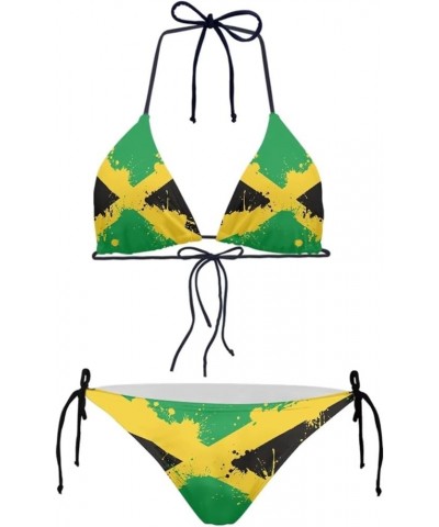Womens Triangle Bikini Sets High Cut Tie Side 2 Piece Jamaica $12.59 Swimsuits