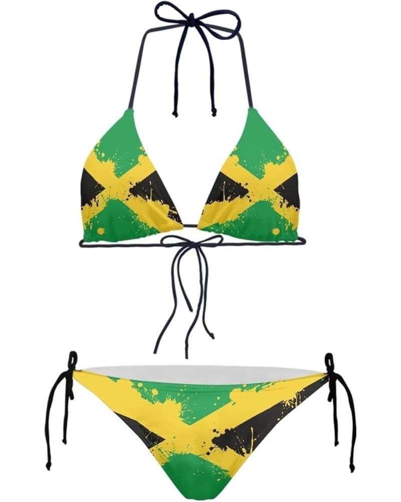 Womens Triangle Bikini Sets High Cut Tie Side 2 Piece Jamaica $12.59 Swimsuits