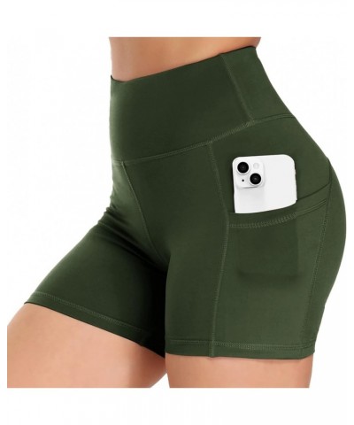 Biker Shorts Women with Pockets - Workout High Waisted Tummy Control Yoga Gym Short for Athletic Running 5 Inch A-5''green $9...