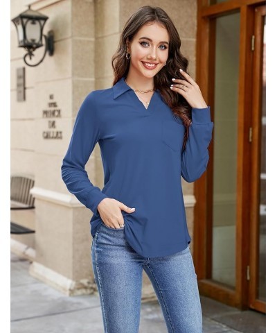 Womens Business Casual Tops Collared V Neck Office Work Shirts Dressy Loose Fit Tunic Blouses (S-3XL) Dusty Blue $19.71 Tops