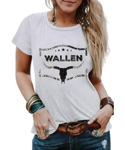 Cowboy Steer Skull Leopard Bleached T-Shirt for Women Western Cowgirl Shirt Vintage Western T-Shirt Rodeo Cowboy Shirts Light...