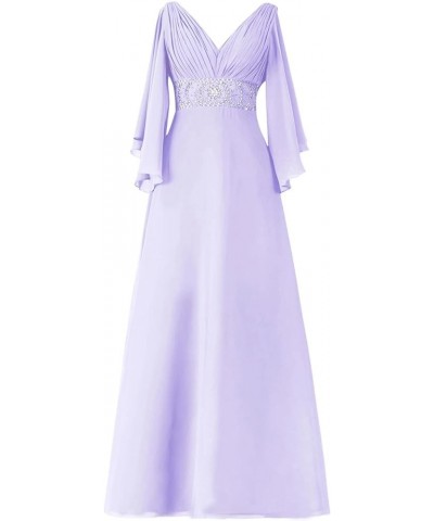A-line Mother of The Bride Dresses for Wedding Plus Size Bell Sleeves Formal Evening Party Dresses Lilac $38.85 Dresses