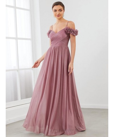 Women's A-Line Off Shoulder Spaghetti Strap Tulle Formal Evening Gowns 50183 Orchid $12.09 Dresses