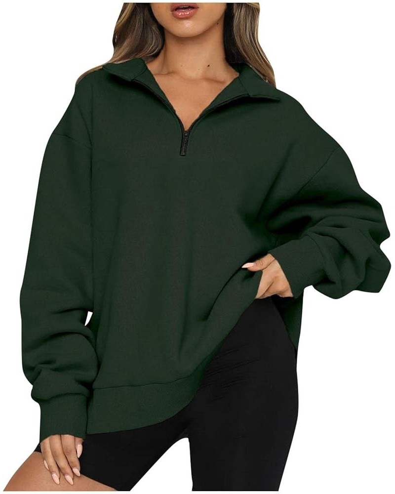 Womens Fall Fashion 2023 Oversized Quarter Zip Pullover Tops Loose Casual Long Sleeve Sweatshirt Plain Y2K Clothes 02green $8...