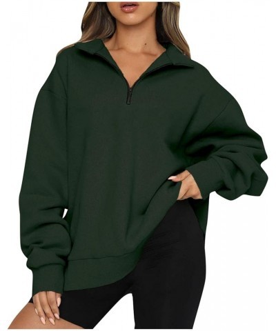 Womens Fall Fashion 2023 Oversized Quarter Zip Pullover Tops Loose Casual Long Sleeve Sweatshirt Plain Y2K Clothes 02green $8...