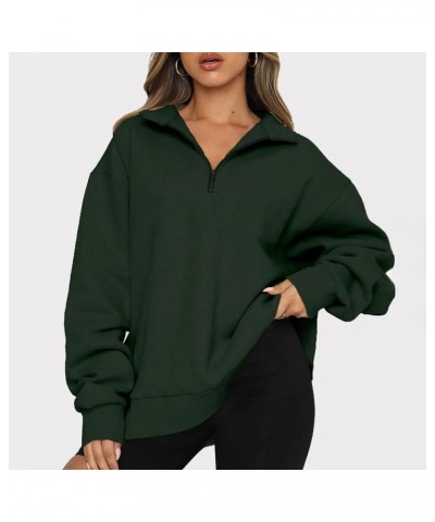 Womens Fall Fashion 2023 Oversized Quarter Zip Pullover Tops Loose Casual Long Sleeve Sweatshirt Plain Y2K Clothes 02green $8...