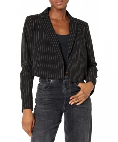 Women's Cropped Open Front Everyday Blazer, BLK/Ivory $42.22 Blazers