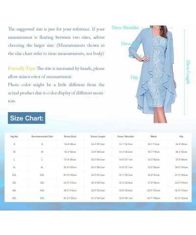 Women's 2 Pieces Dress Mother of The Bride Suits Midi Lace Bodycon with Jacket Wedding Outfit Evening Gown Dusty Blue $11.59 ...