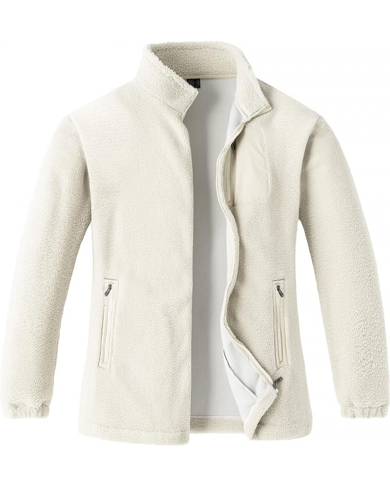 Plus Size Women's Winter Warm and Lightweight Thicken Fleece Jacket Beige $26.39 Coats