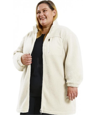 Plus Size Women's Winter Warm and Lightweight Thicken Fleece Jacket Beige $26.39 Coats