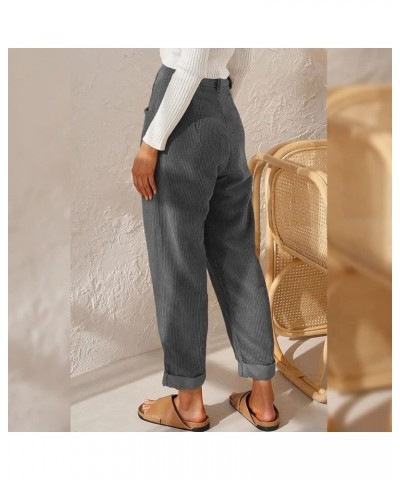 Corduroy Pants for Women Straight Leg Pants High Waisted Casual Loose Comfy Trousers with Pockets Gray Corduroy Pants $9.24 P...