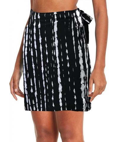 Women's Quick Wrap Beach Cover-up Athletic Skorts Multitasks Skirt for Running Workout Sports Tie Up Black White Print $9.24 ...