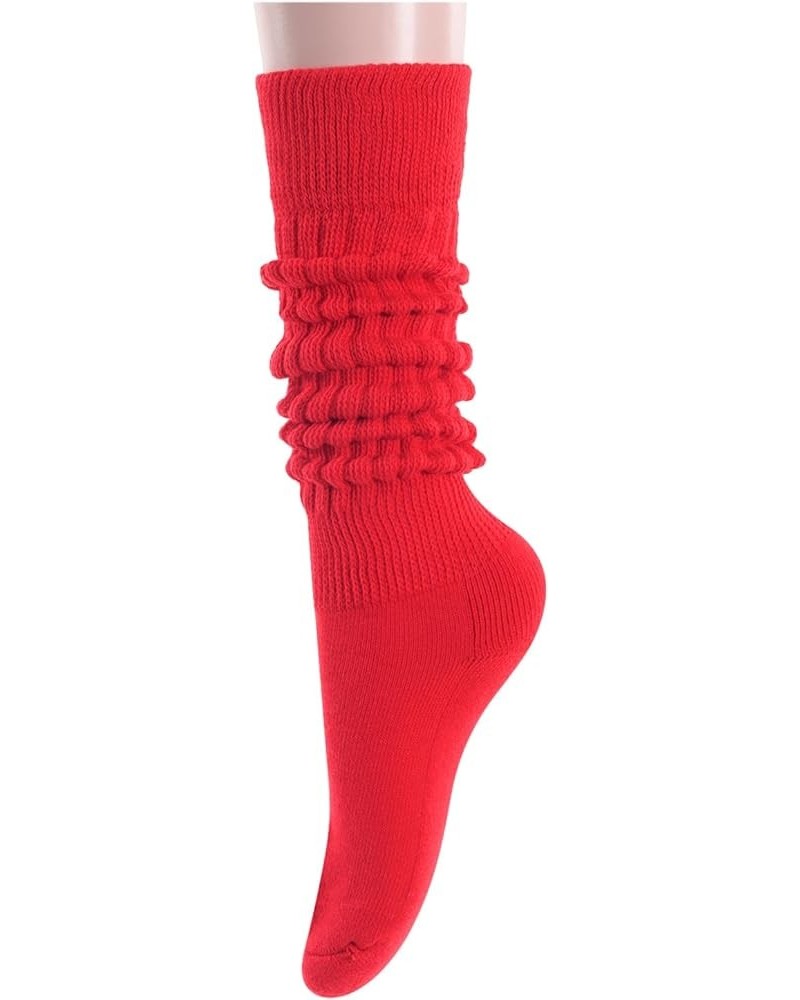 Slouch Socks Scrunch Socks for Women Girls, Boot Socks Cotton Scrunchie Socks Size 8-13 Red $7.00 Activewear