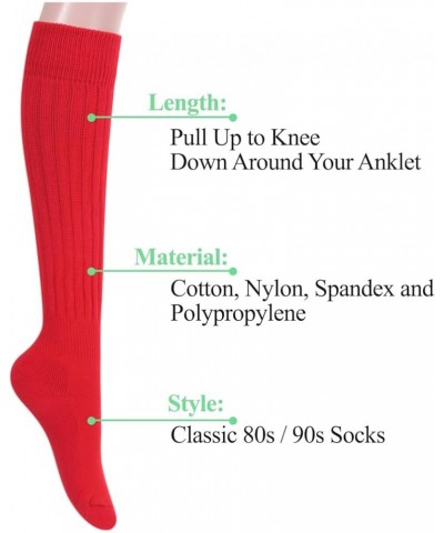 Slouch Socks Scrunch Socks for Women Girls, Boot Socks Cotton Scrunchie Socks Size 8-13 Red $7.00 Activewear