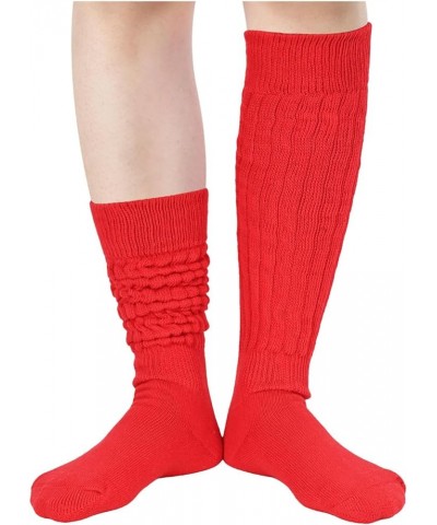 Slouch Socks Scrunch Socks for Women Girls, Boot Socks Cotton Scrunchie Socks Size 8-13 Red $7.00 Activewear