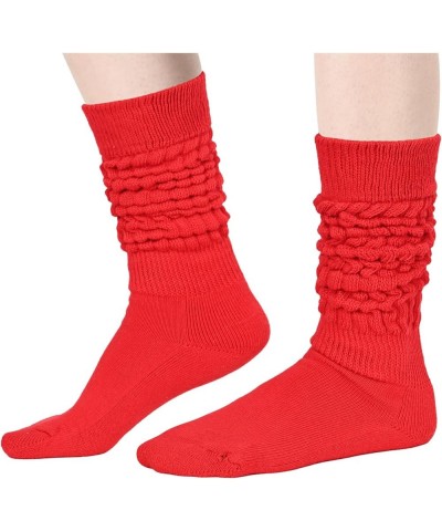 Slouch Socks Scrunch Socks for Women Girls, Boot Socks Cotton Scrunchie Socks Size 8-13 Red $7.00 Activewear