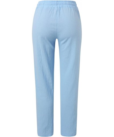 Womens Wide Leg Yoga Pants High Waisted Adjustable Tie Knot Joggers Casual Women's Casual Pants Elastic Bottom Light Blue $9....