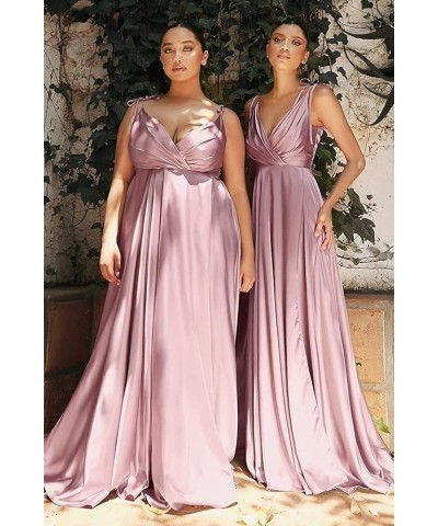 Women's Spaghetti Straps High Slit Bridesmaid Dresses Long V-Neck Evening Gowns with Pockets Blue $40.32 Dresses