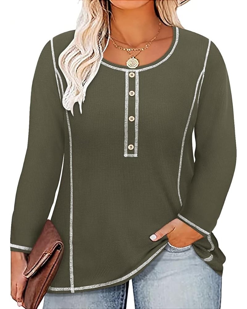 Plus Size Tops for Women Long Sleeve Raglan V Neck T Shirts Tunic Fall Blouse Xl-5Xl 14W -28W A369t-green $16.79 Tops