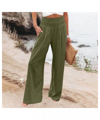 Women Summer High Waisted Palazzo Pants Wide Leg Long Lounge Pant Womens Flowy Beach Work Boho Casual Trousers Ag-e $9.64 Pants